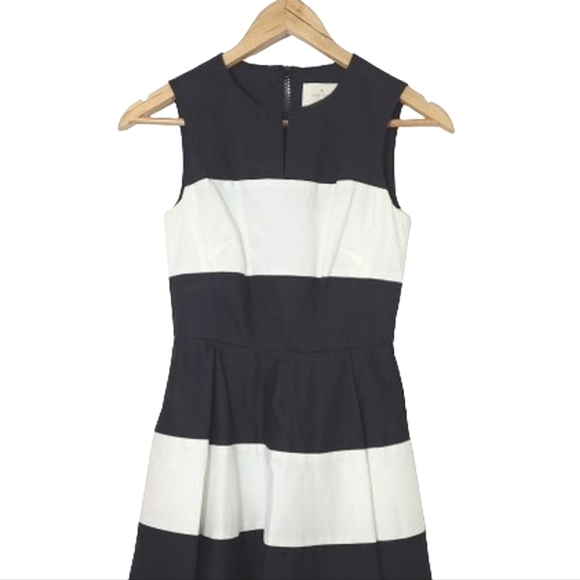 KATE SPADE Corley Blue White Black Cotton Stretch Midi Dress Women's Size 00 - Picture 3 of 15